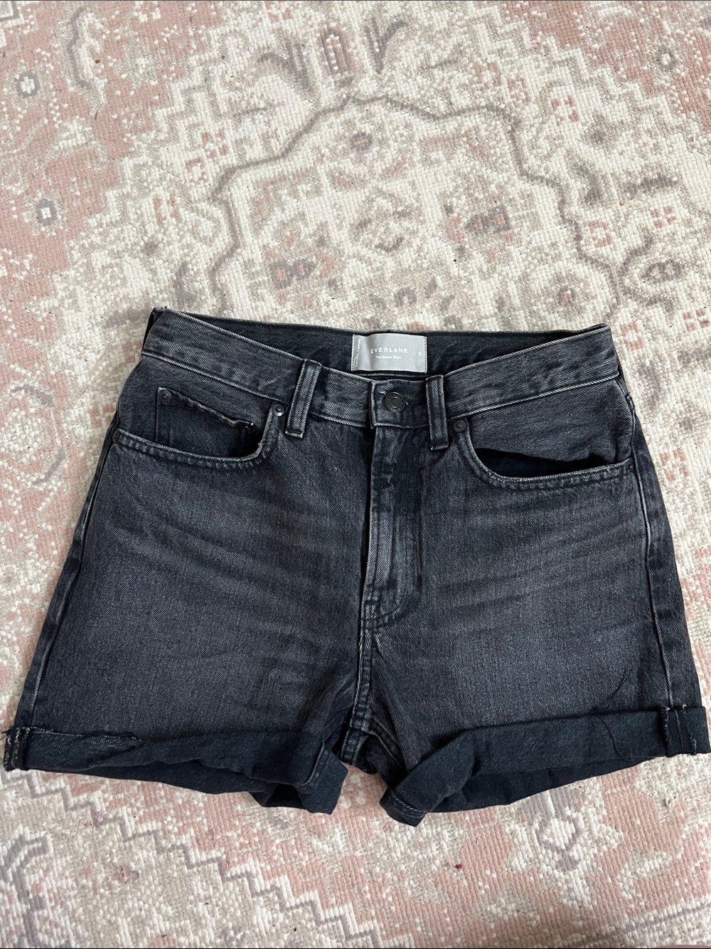 Everlane The Denim Short - Black Denim Roll-Cuff Women's Shorts